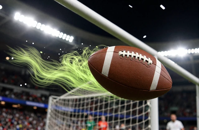 Football fliegt mit Lime-Energiestreif ins Tornetz unter Flutlicht - Golazzo Live-Sportwetten