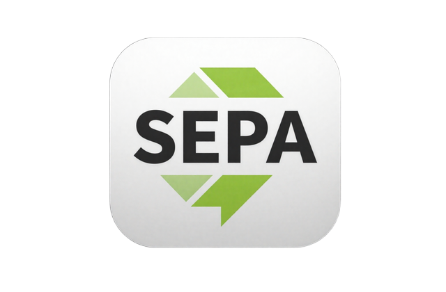 SEPA-Bank&uuml;berweisungssymbol mit limettengr&uuml;nen Pfeilen - Golazzo Bank&uuml;berweisung Auszahlung