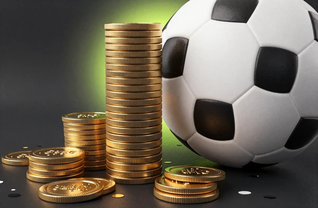 Stapel goldener M&uuml;nzen neben einem Football - erste Einzahlung des Golazzo Willkommensbonus