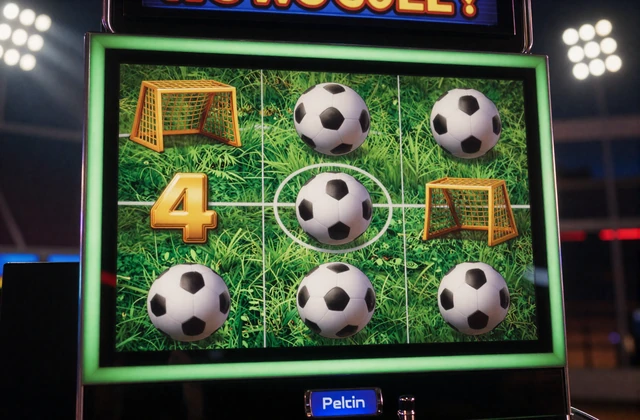 Football-Slot mit gr&uuml;nem Rasen und Tor-Symbolen auf den Walzen - Goalzz Slots im Golazzo Casino