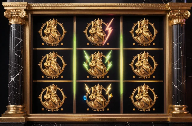 Goldene Olymp-Slot-Walze mit Gottheiten-Symbolen und Blitzen - Gates of Olympus im Golazzo Casino
