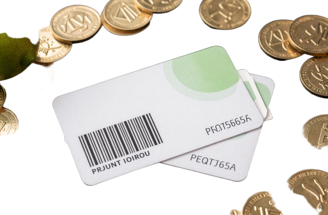 Prepaid-Gutscheinkarte mit Barcode und goldenen M&uuml;nzen - Paysafecard Einzahlung im Golazzo Casino